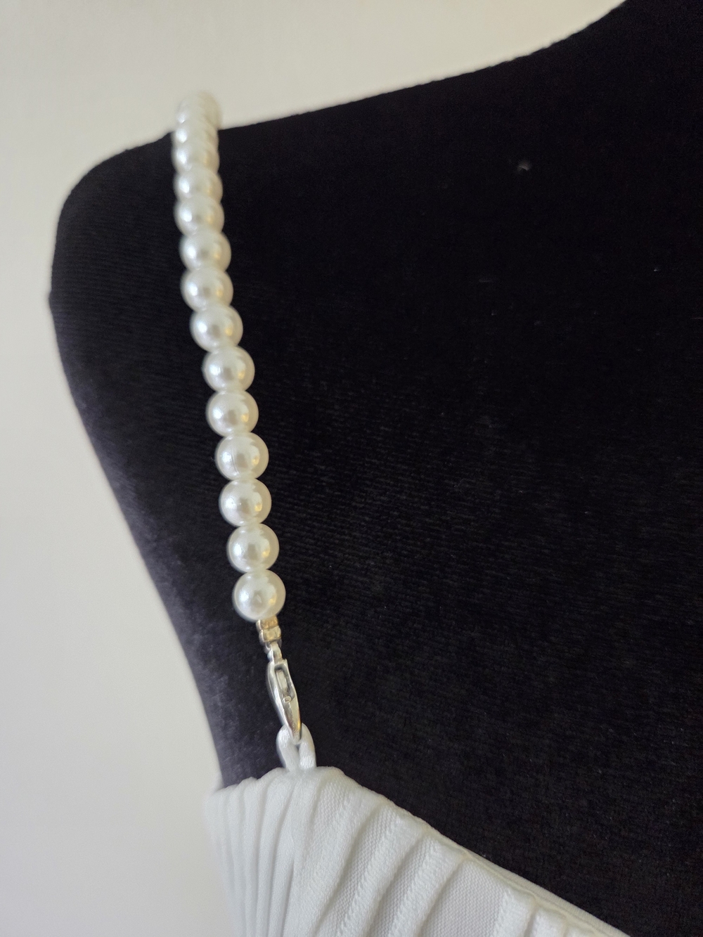 RIHOAS White Textured Midi Dress with Pearl Strap. 0276 - Picture 4 of 7